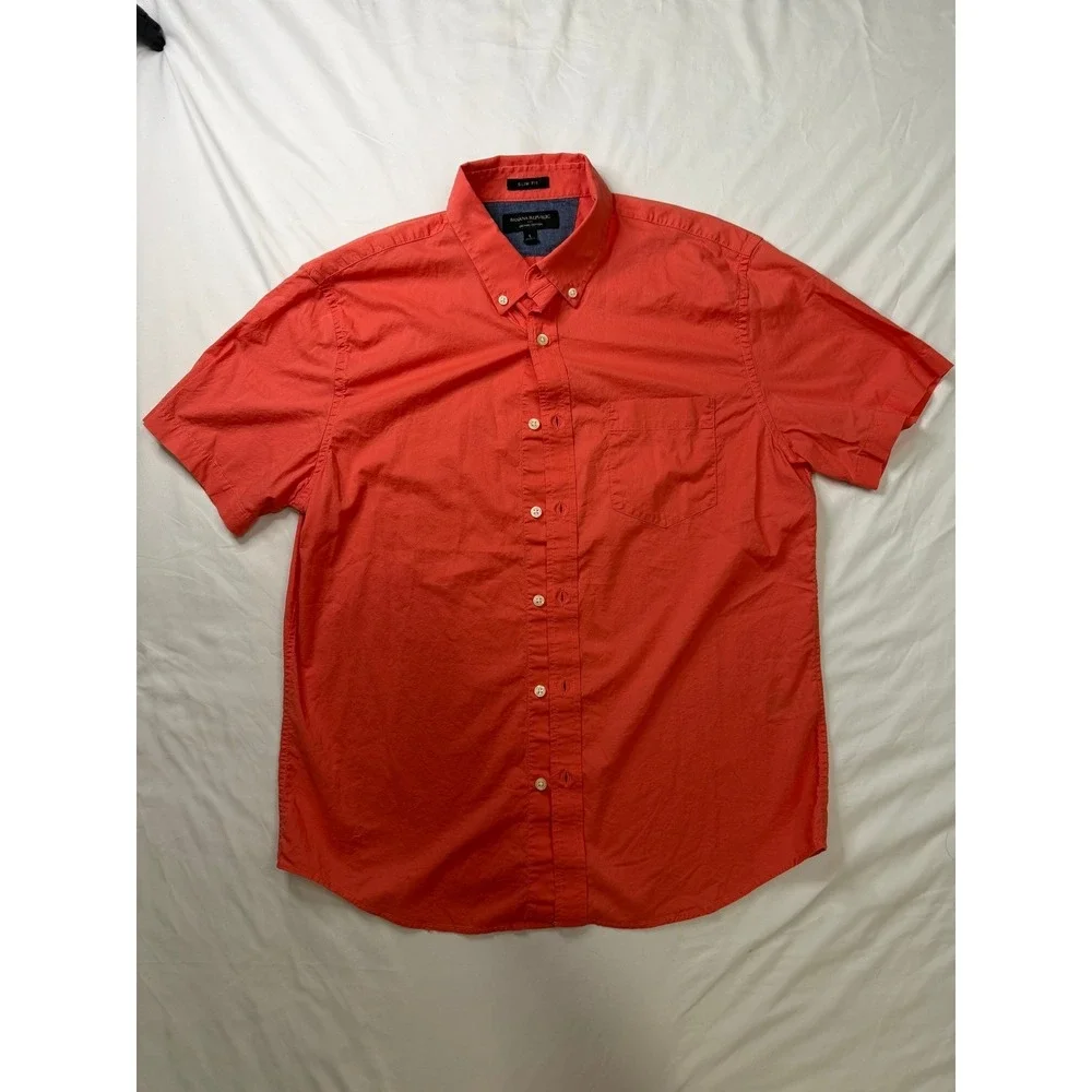 Banana Republic Mens Slim Fit Organic Cotton Short Sleeve Shirt Bundle Large 5pk